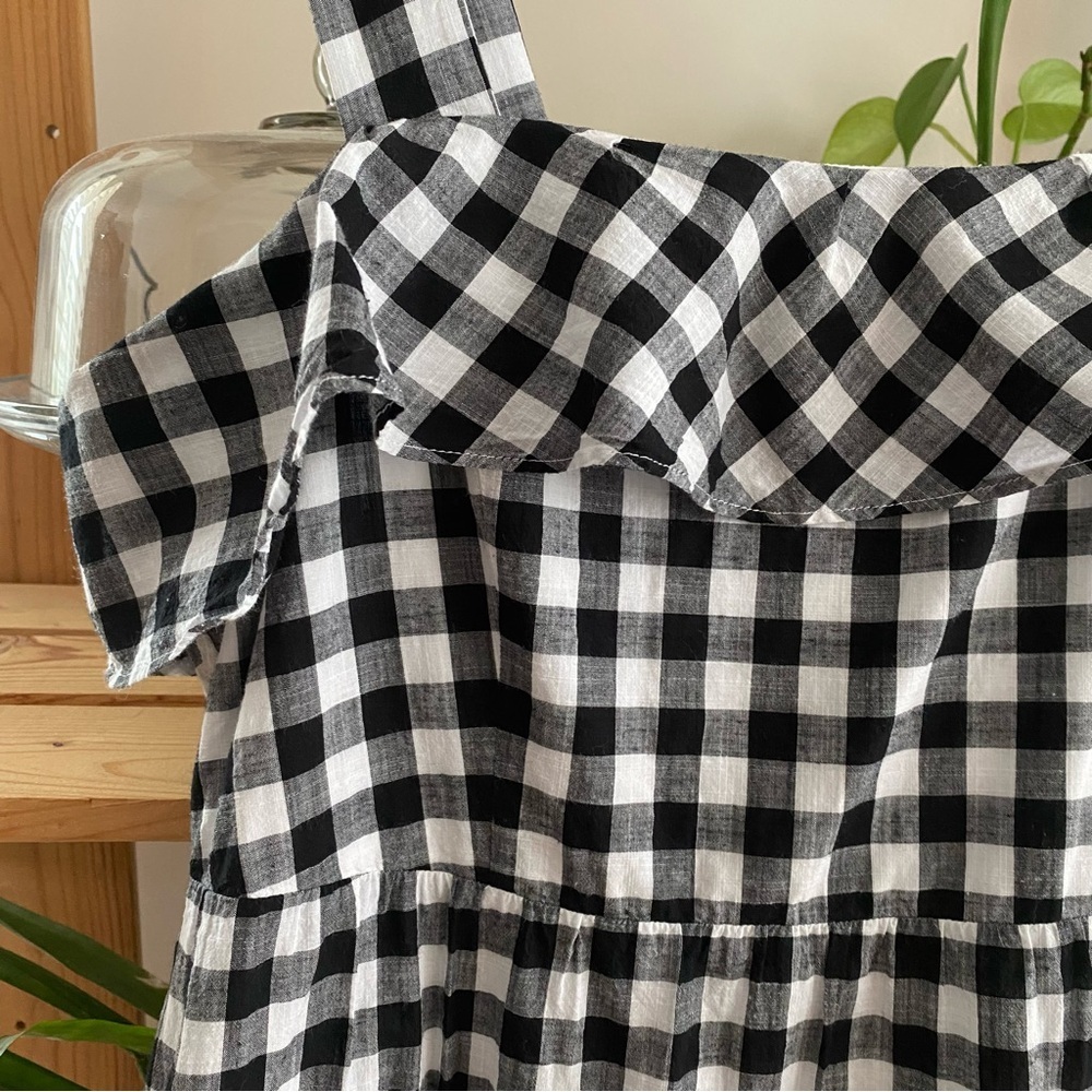 J. Crew Black White Gingham Plaid Ruffle Midi Dress 14 - Picture 7 of 16